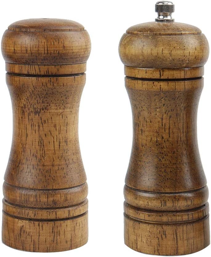 Uxcell Wooden Pepper Mill and Salt Shaker Set 1
