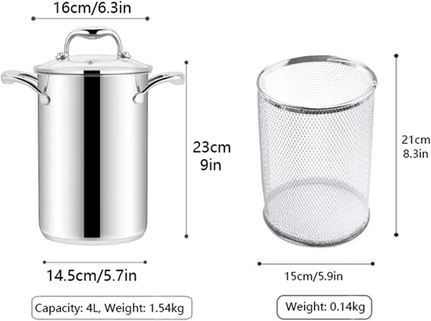 Stainless Steel Asparagus Steamer with Basket and Glass Lid
