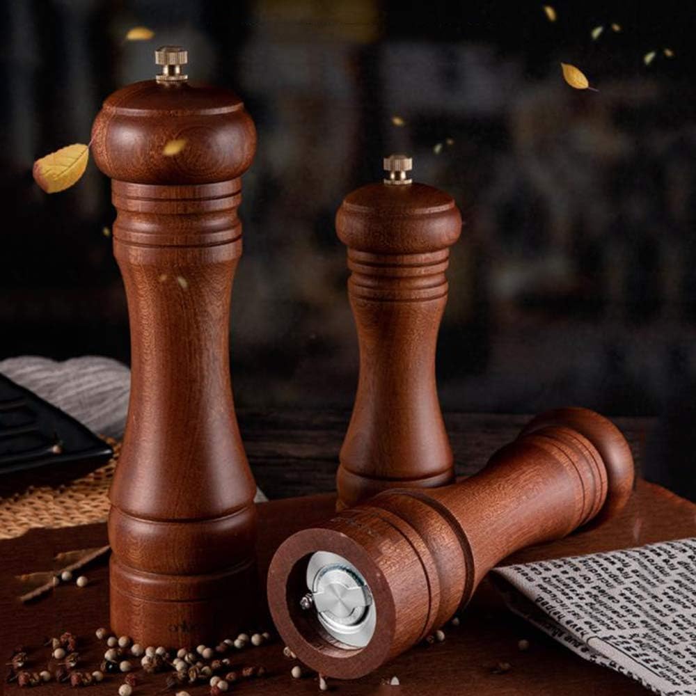 sdneNest Adjustable Wooden Salt and Pepper Mill Set
