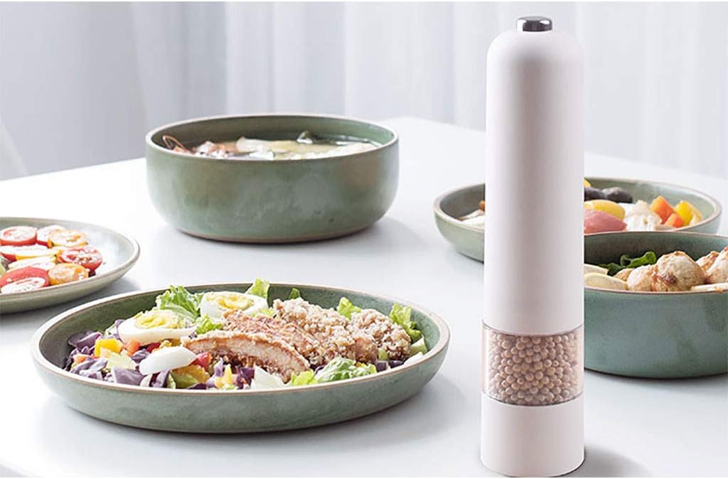 CENGNIAN Electric Pepper Grinder Set Black and White