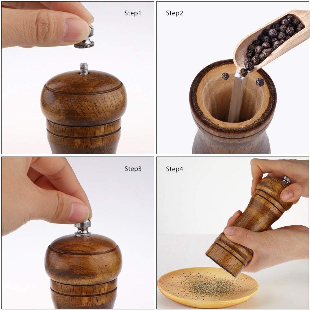 Powstro 5 Inch Adjustable Pepper Mill Set 2Pack
