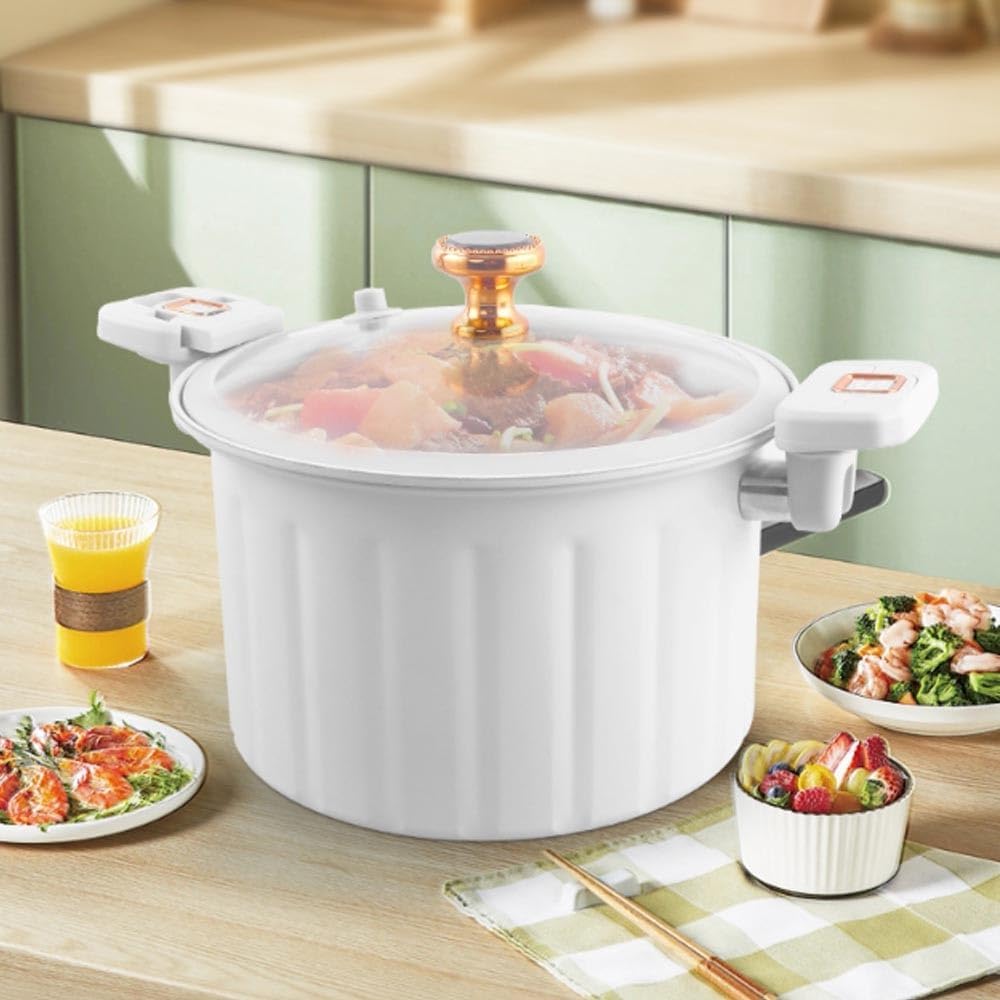 Cast Iron Stock Pot with Glass Lid and Dual Handles Induction Compatible Blue