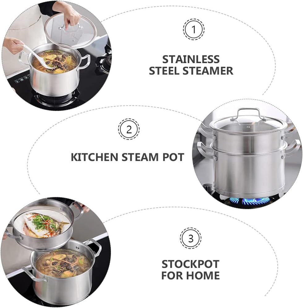 Hemoton 1pc Non-Stick Stainless Steel Steamer Pot