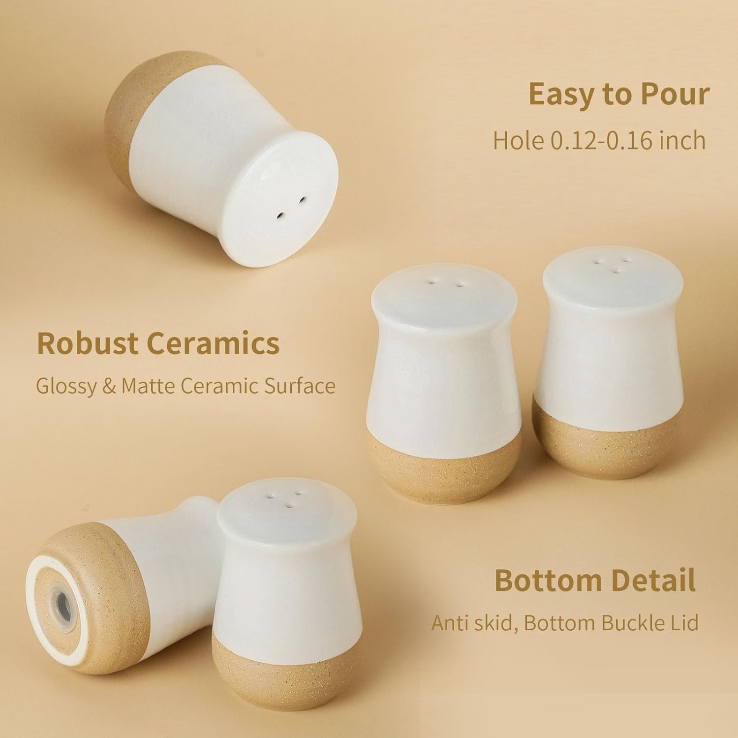 Tikooere Salt Pepper Shaker Set of 2 Ceramic Patchwork