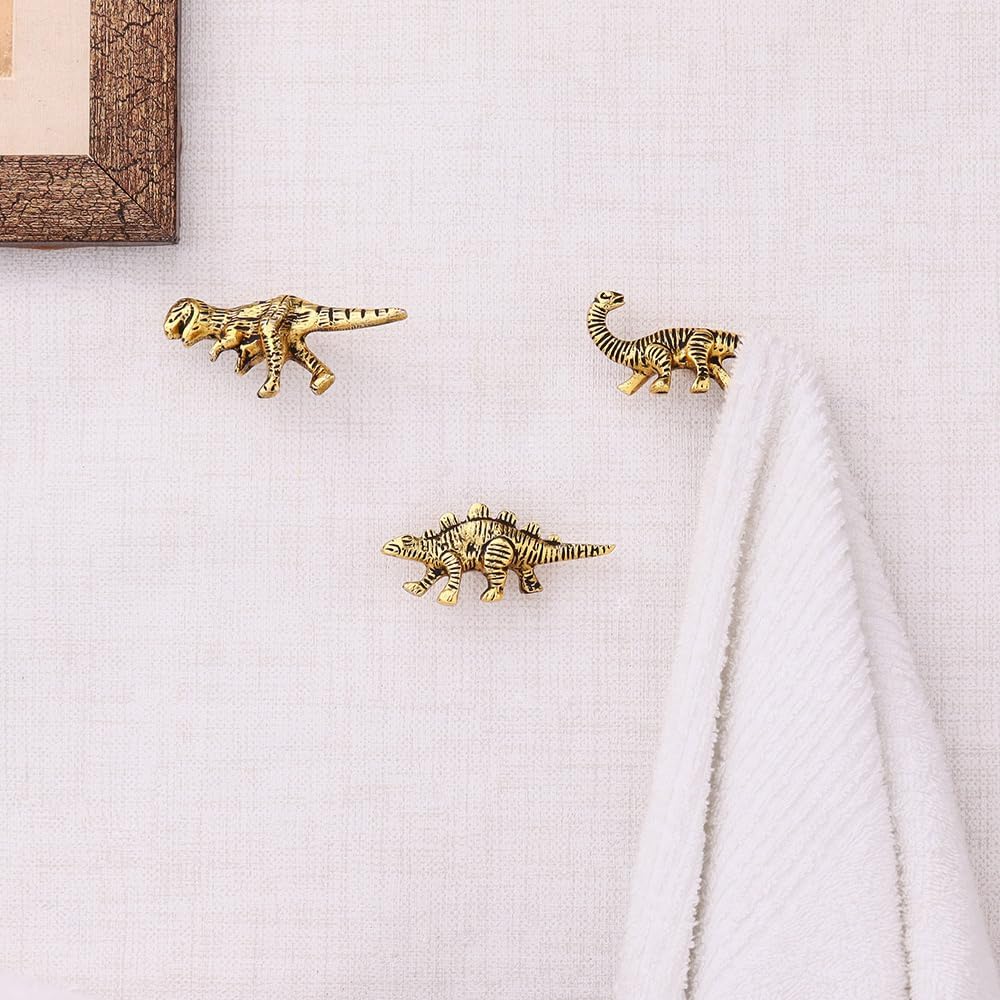 Indian Shelf 3 Piece Gold Dinosaur Wall Hooks for Kids