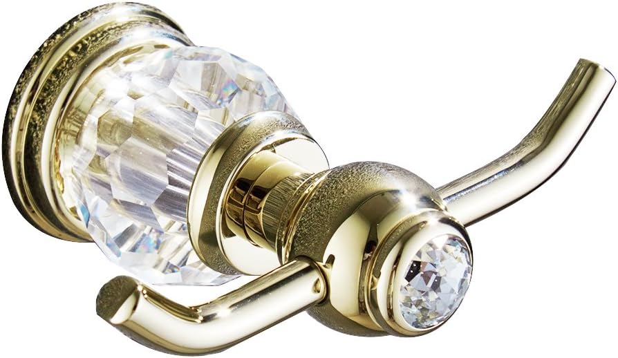 AUSWIND Crystal Glass Brass Gold Bath Towel Hooks 1