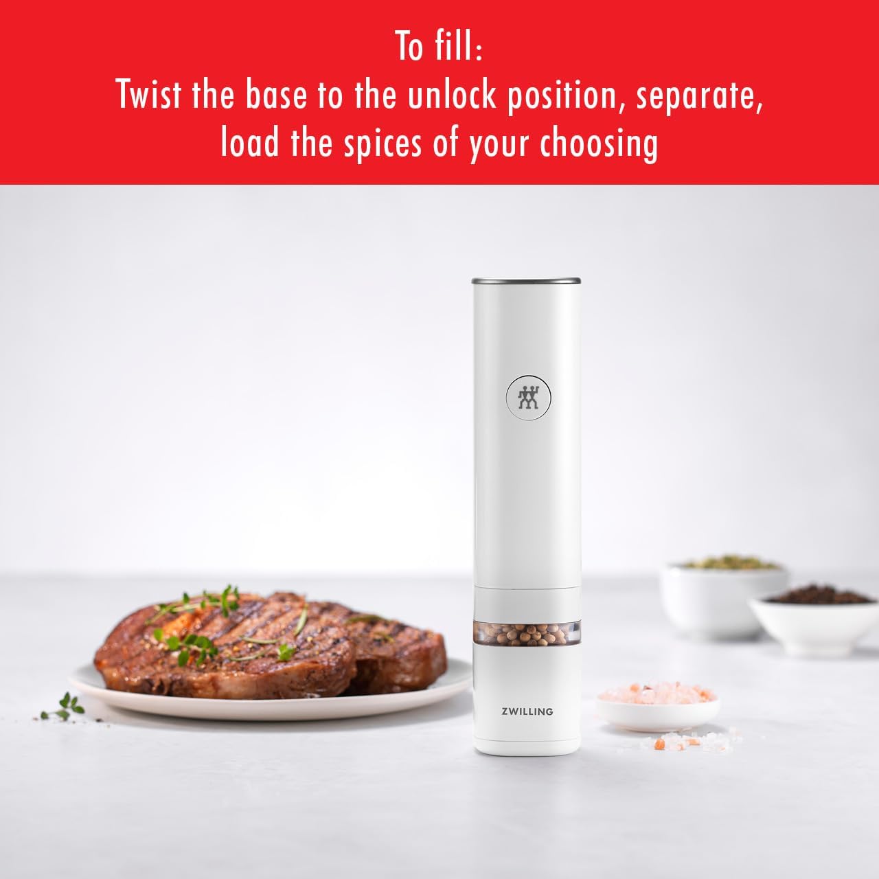 ZWILLING Enfinigy Electric Salt Pepper Mill - White