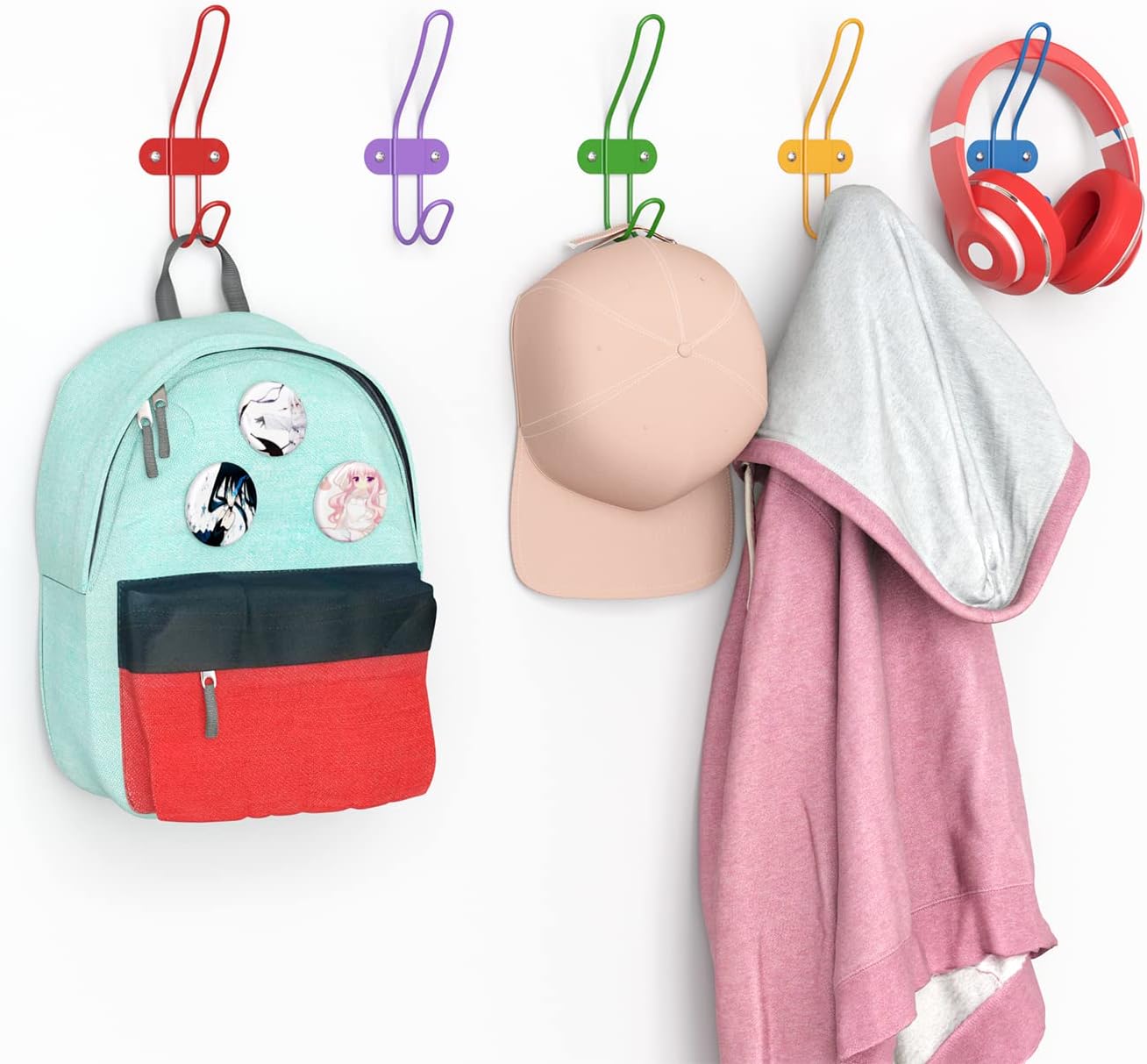 Kids Wall Coat Hooks Set of 10 for Nursery and Bedroom