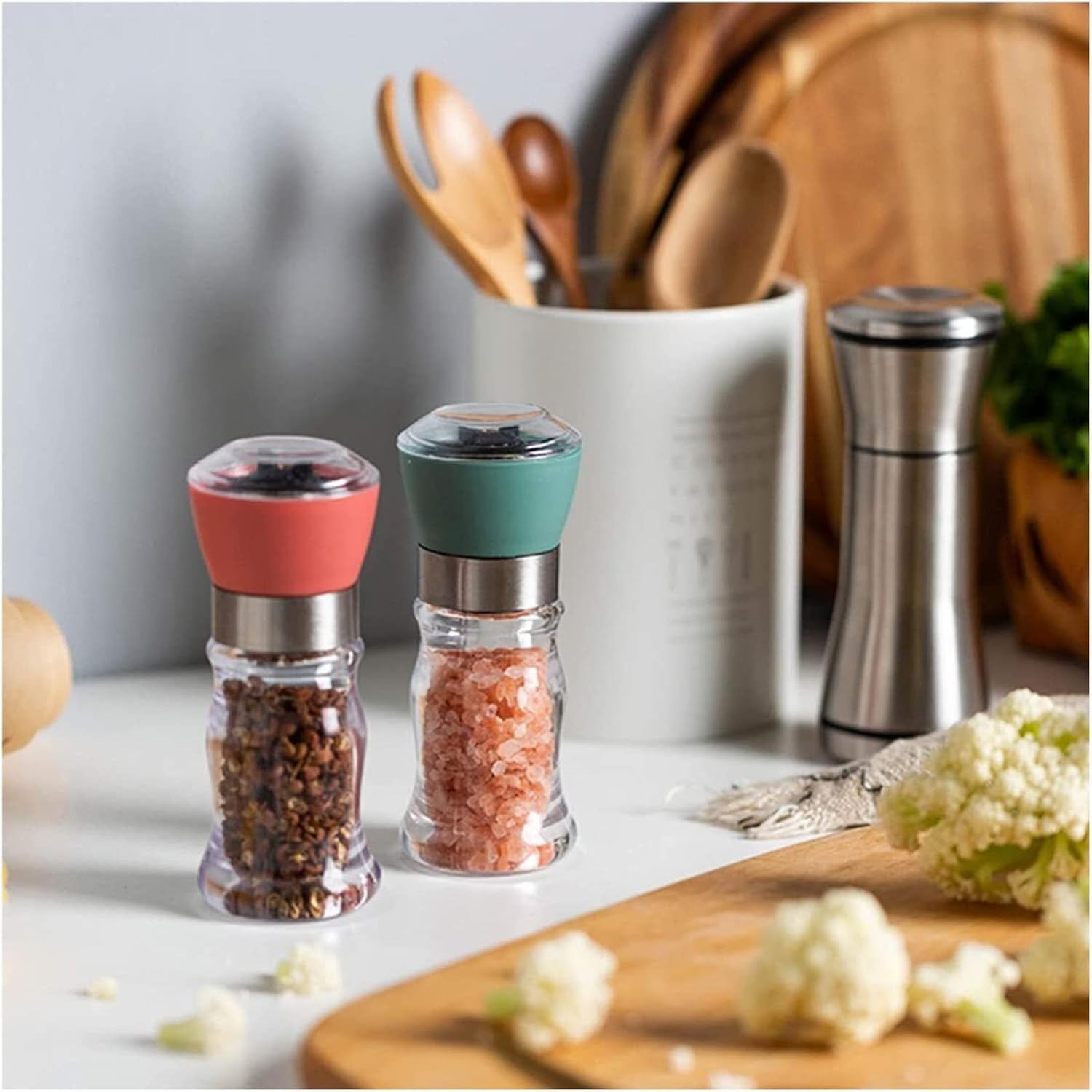 INKTUS 2pcs Adjustable Pepper Salt Grinder Set
