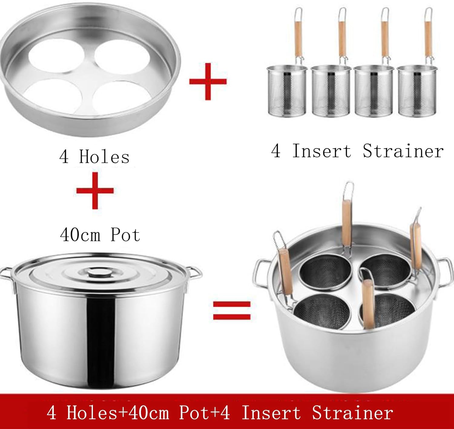 Stainless Steel Pasta Cooker Insert Set with Lid and Divider
