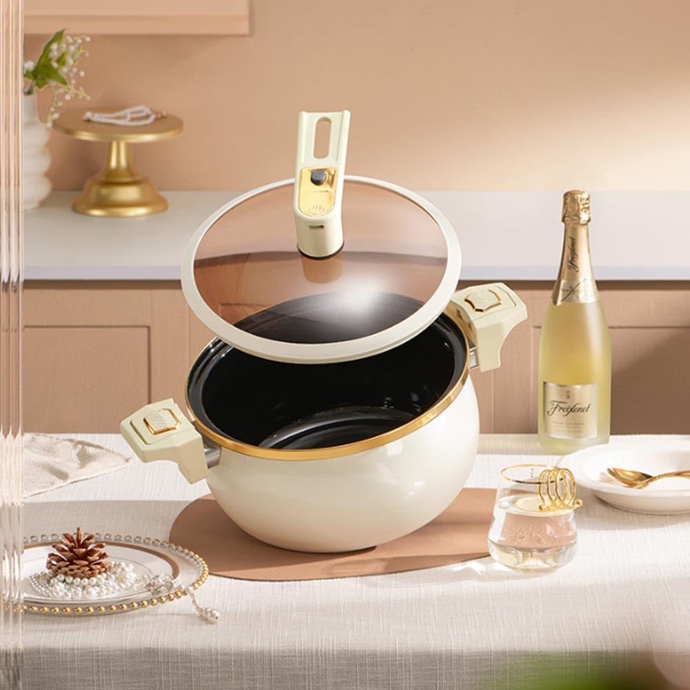 Modern Stock Pot with Glass Lid and Non-Stick Coating