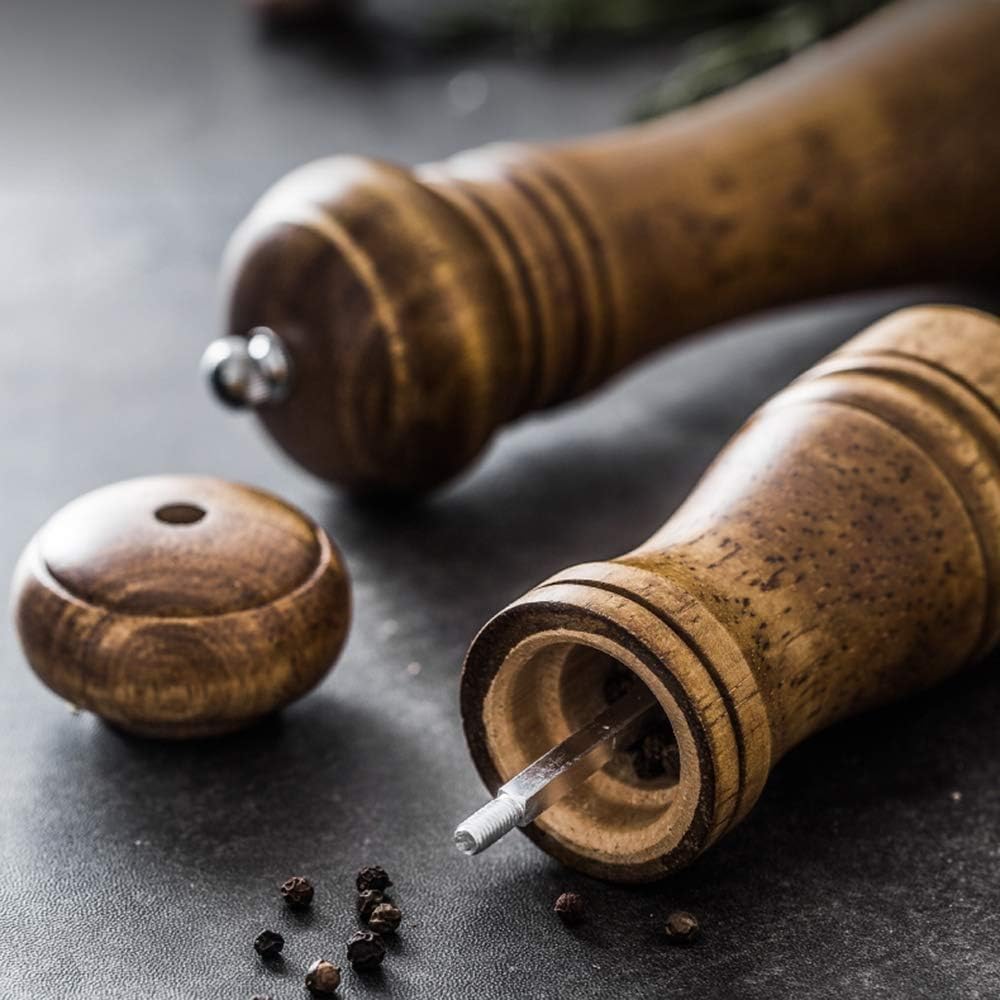 Adjustable Wooden Salt and Pepper Mill Set