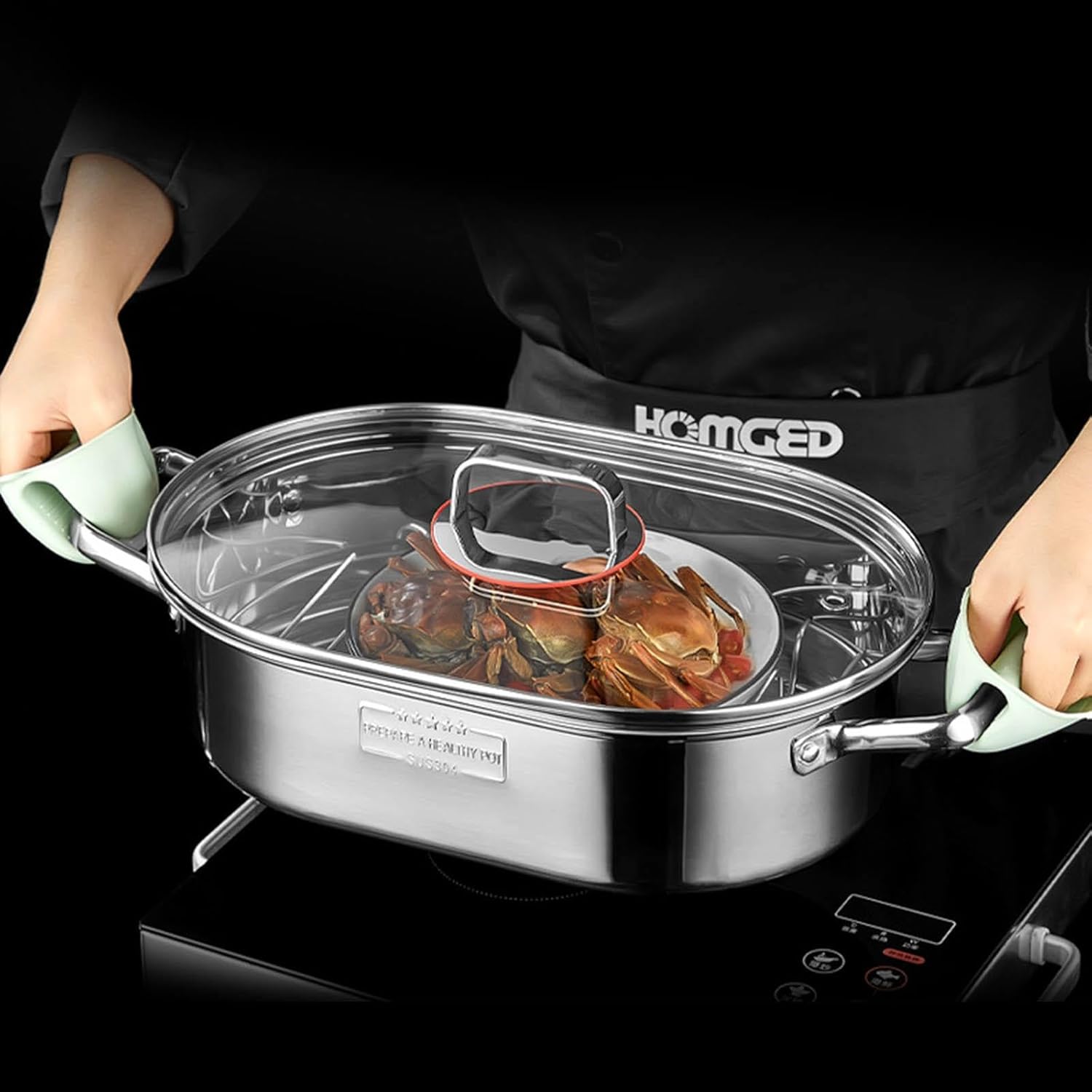 SHU GE 304 Stainless Steel Fish Steamer with Rack