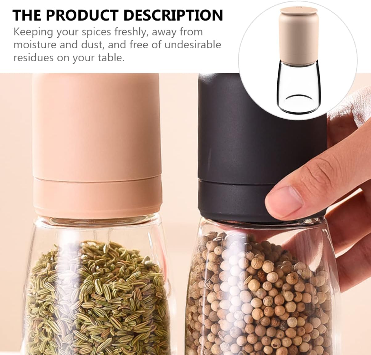 Zerodeko Pepper Grinder Coarseness Adjuster 150ml Glass Mill Set 1