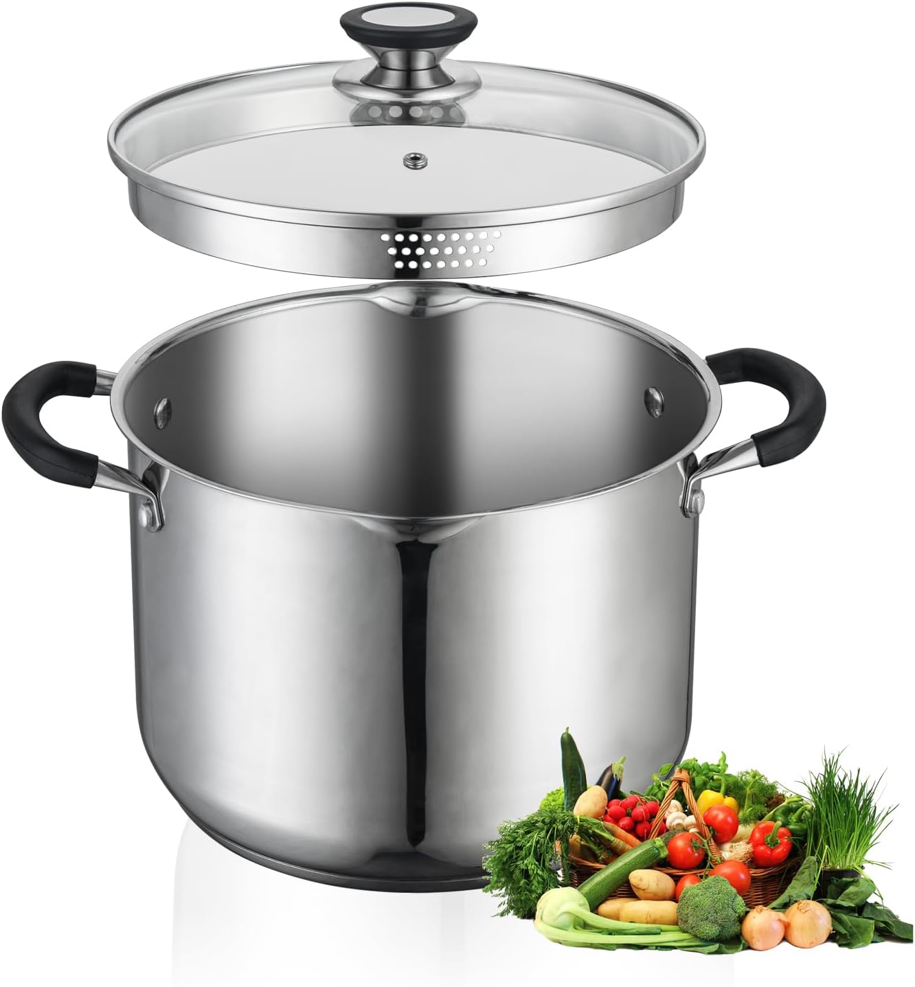 8 Quart Stock Pot with Glass Lid and Pour Spout