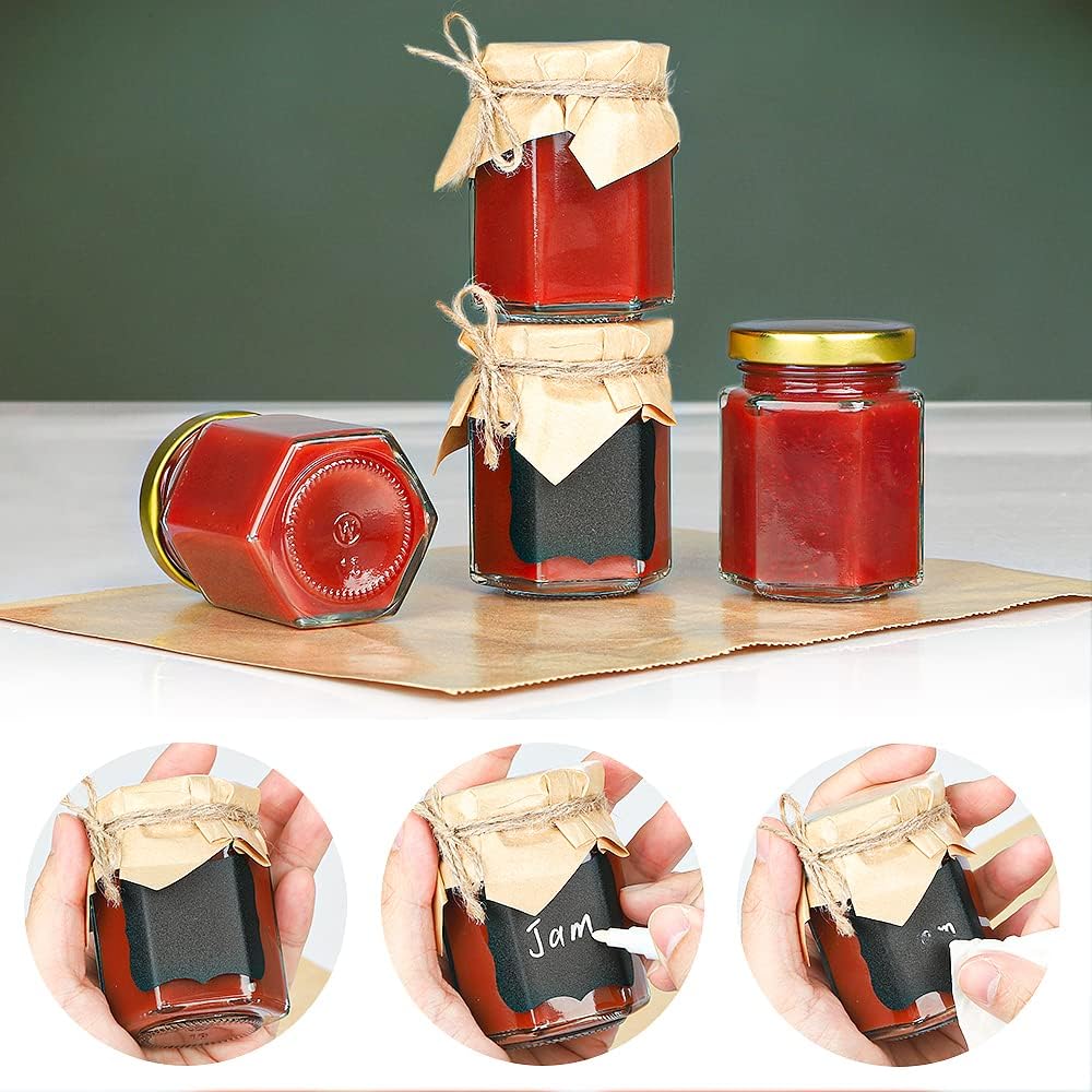 40 Pack Hexagonal Honey Jars with Lids - Reusable 34 Oz Glass Canning Containers