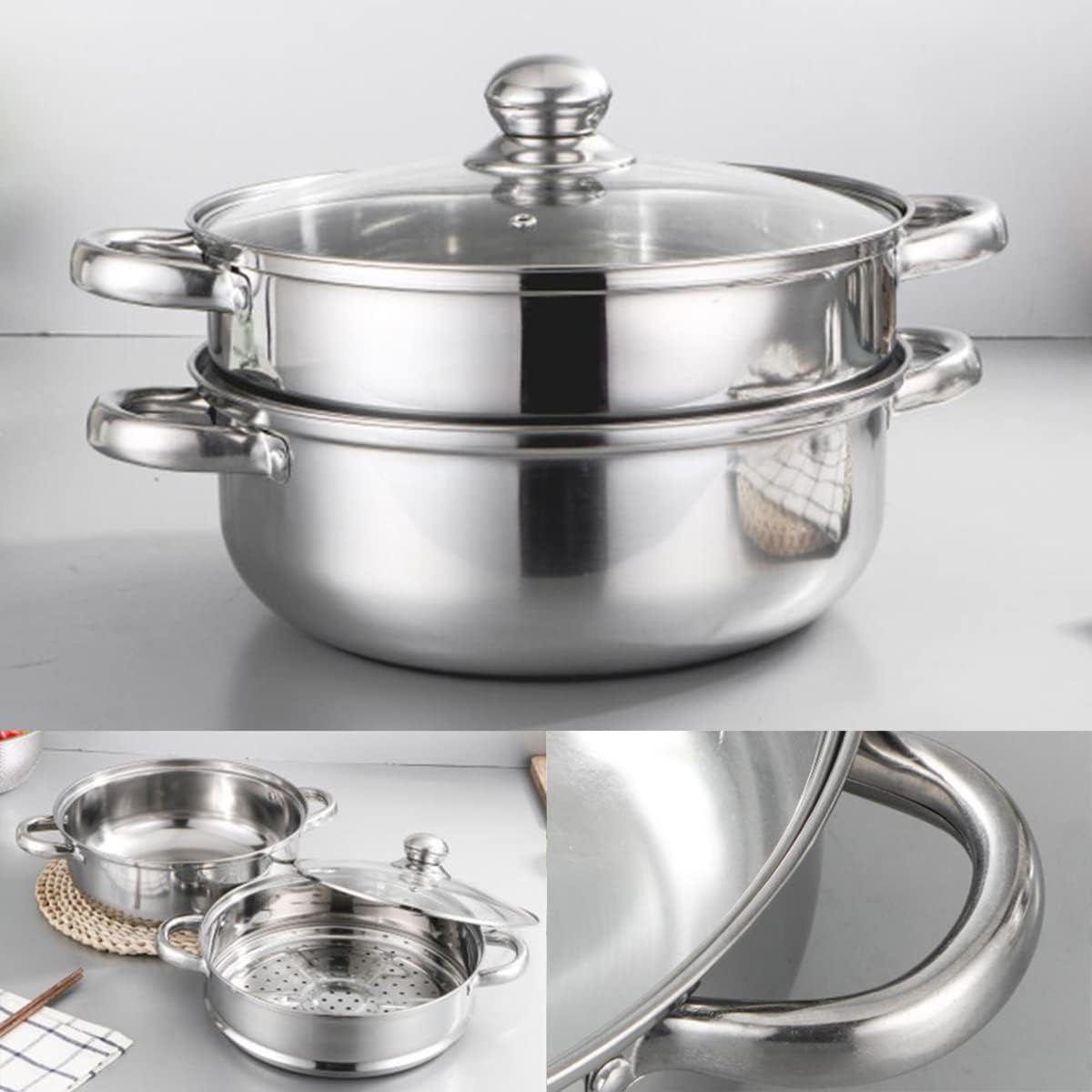 119 Inch Upgrade Capacity 2-Tier Steamer Pot