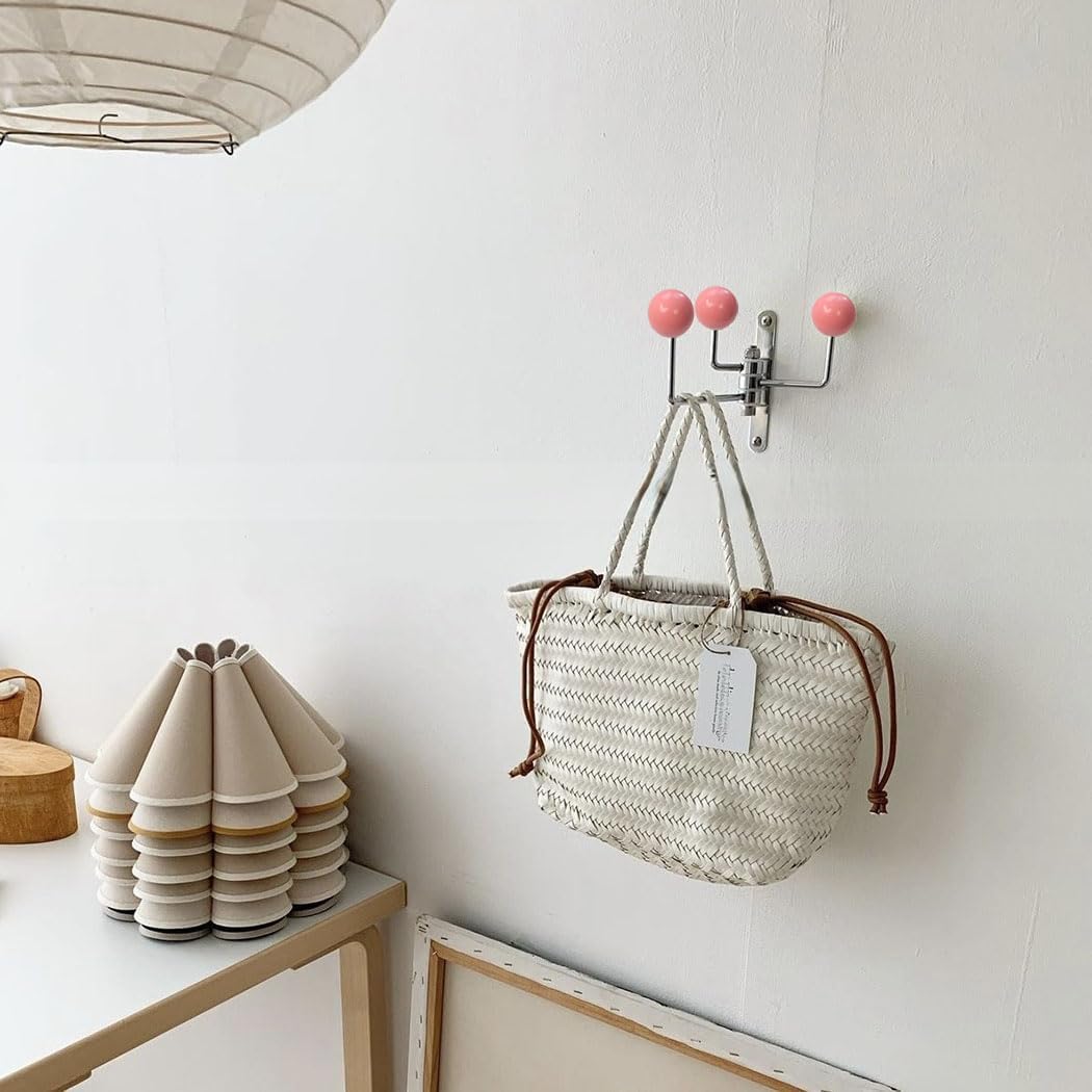 ImyHok Decorative Wall Hook with Pink Wood Balls