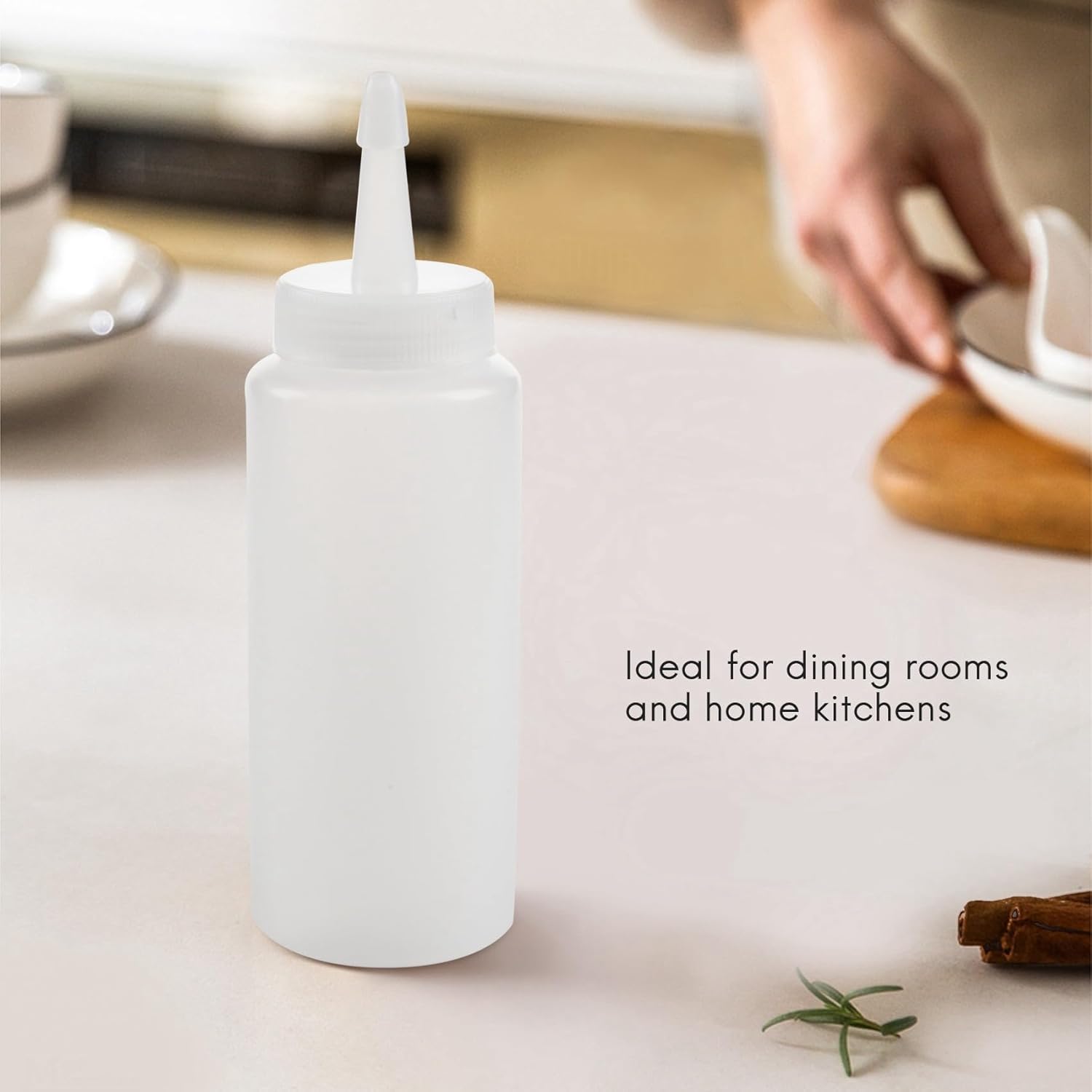 Plastic Squeeze Bottle Condiment Dispenser 6 Oz Clear White