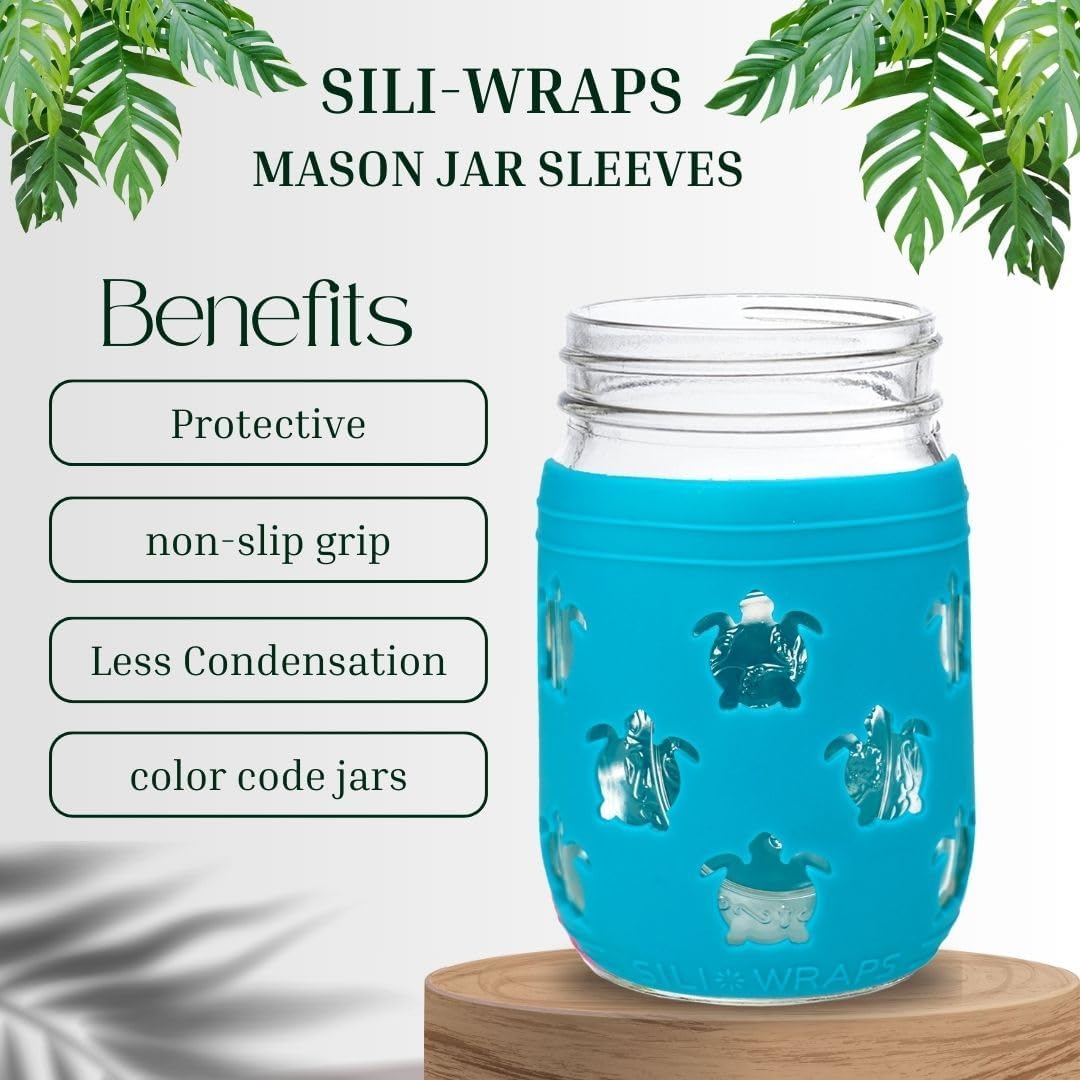 Sili Wraps Mason Jar Wraps Pink Sunset Turtle Set of 4