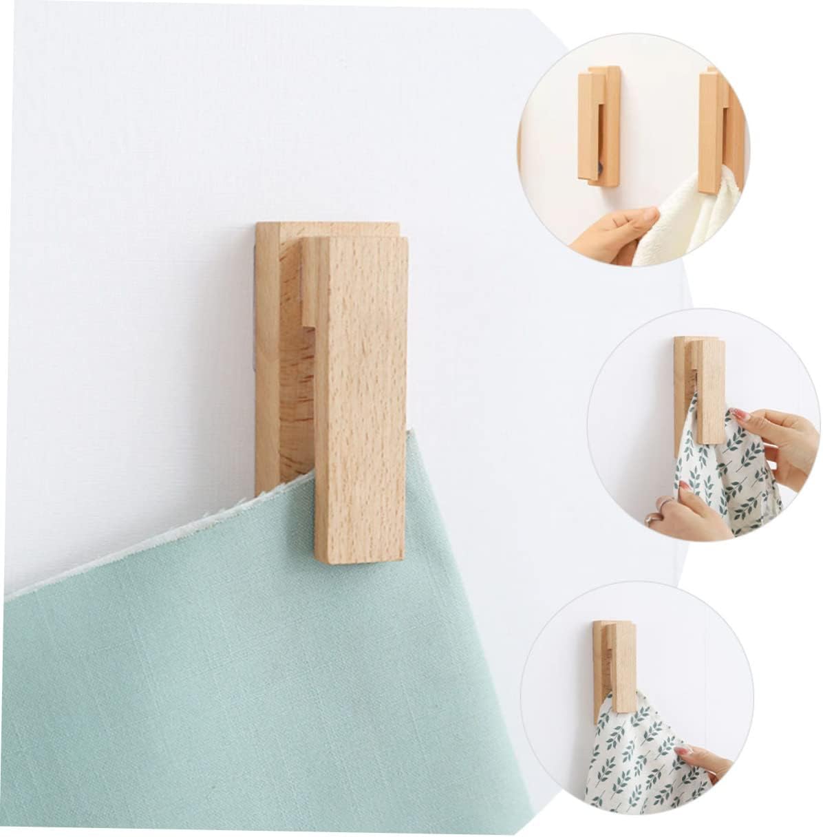 Alipis 2pcs Solid Wood Towel Hooks for Wall Mount
