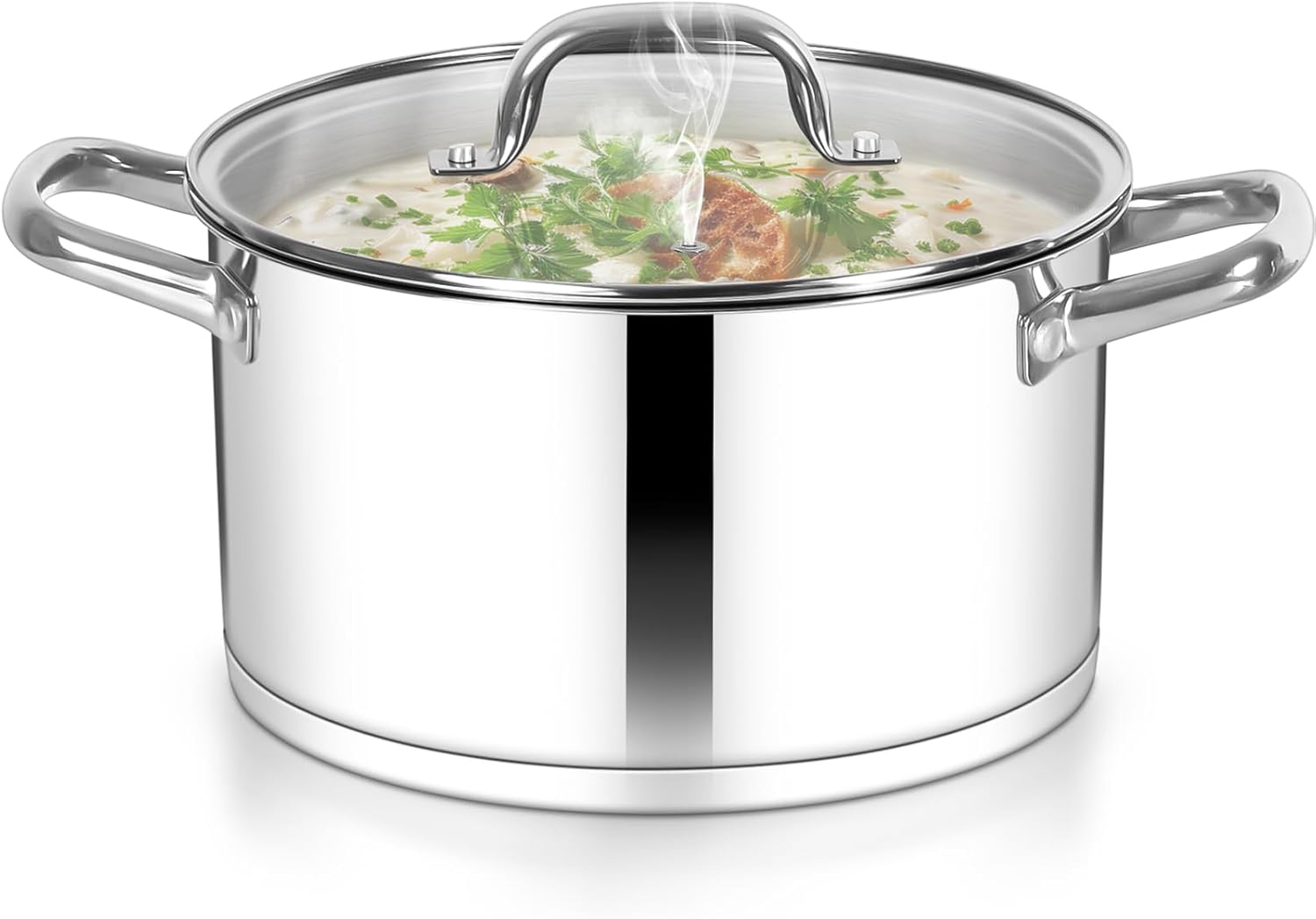 TeamFar 8QT Stock Pot with Lid and Double Handles
