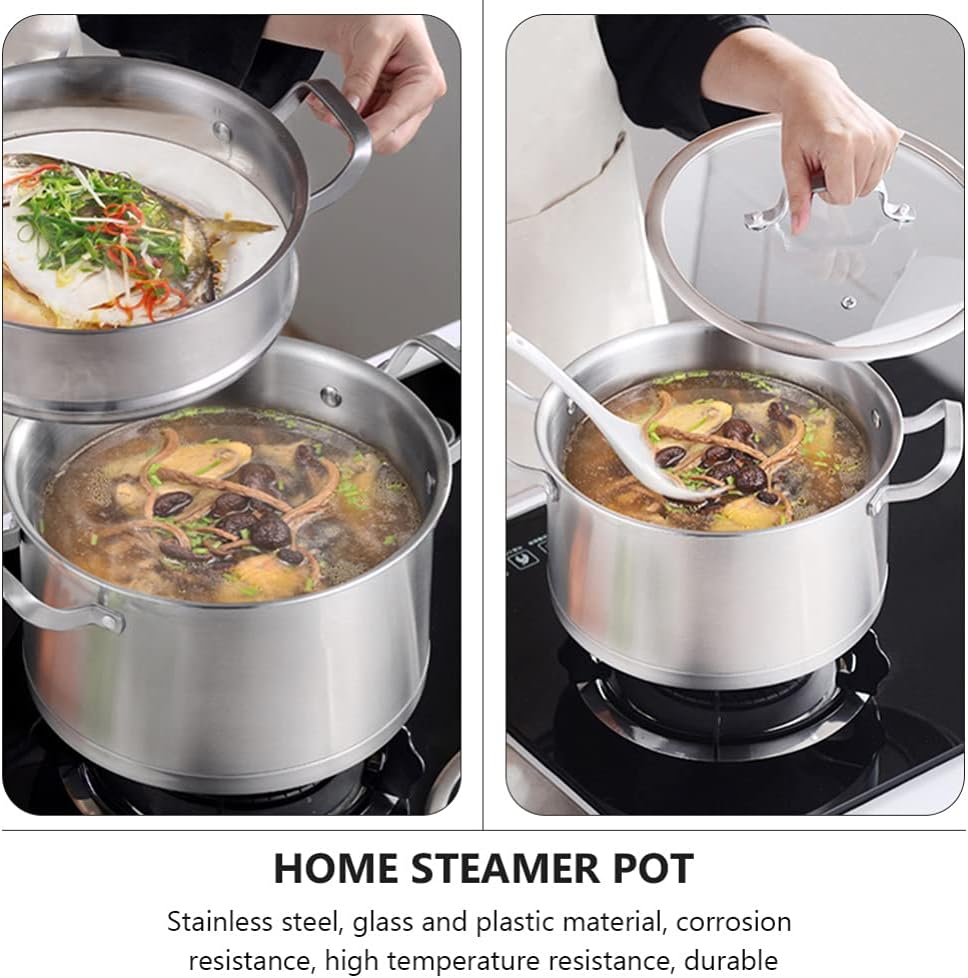 Hemoton 1pc Non-Stick Stainless Steel Steamer Pot