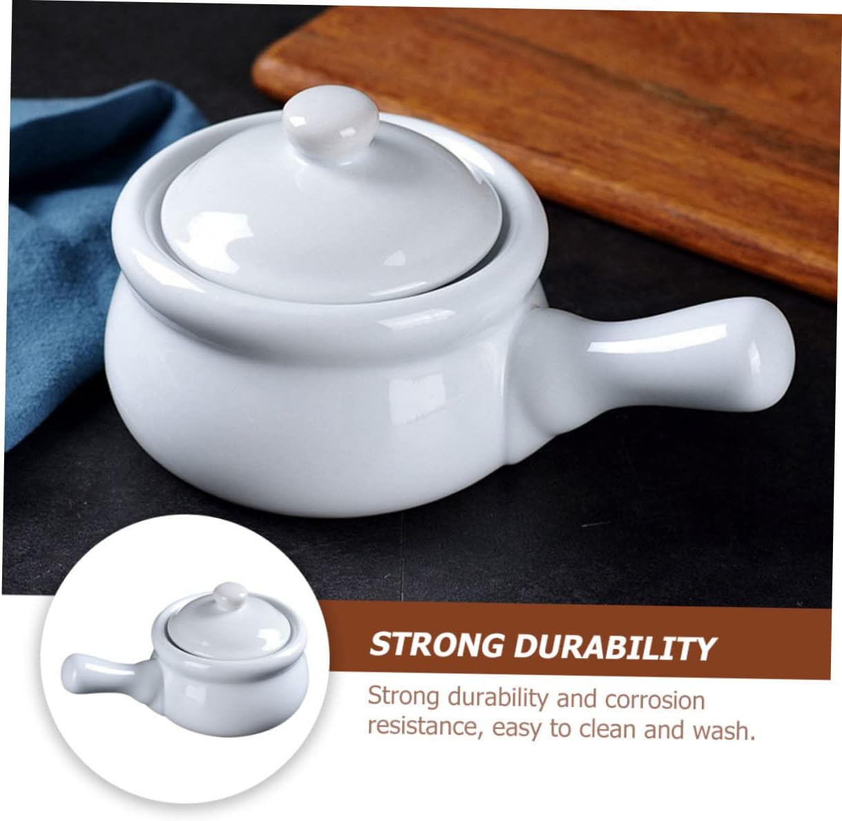 COLLBATH Ceramic Stockpot with Lid Handle