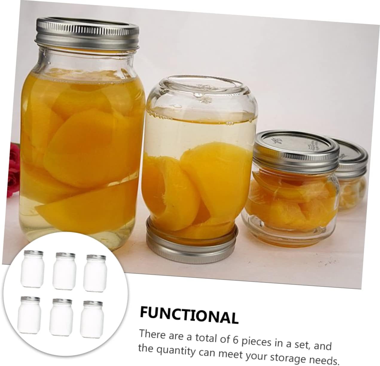 KICHOUSE 6-Piece Glass Food Storage Cans with Lids 500ml