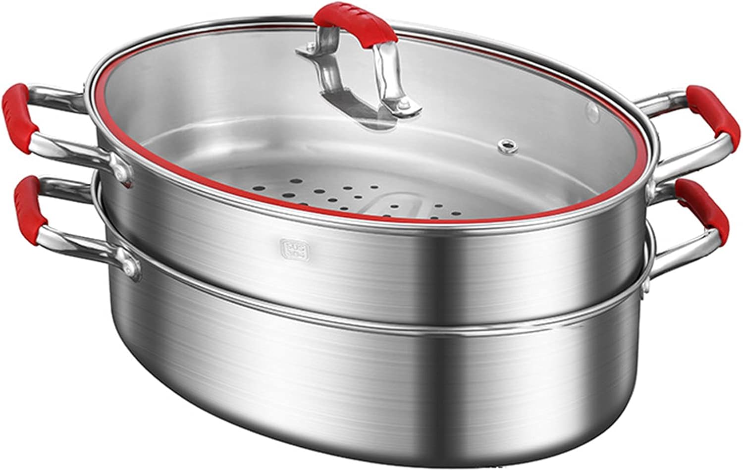 Stainless Steel Oval Fish Steamer with Ceramic Plate and Rack