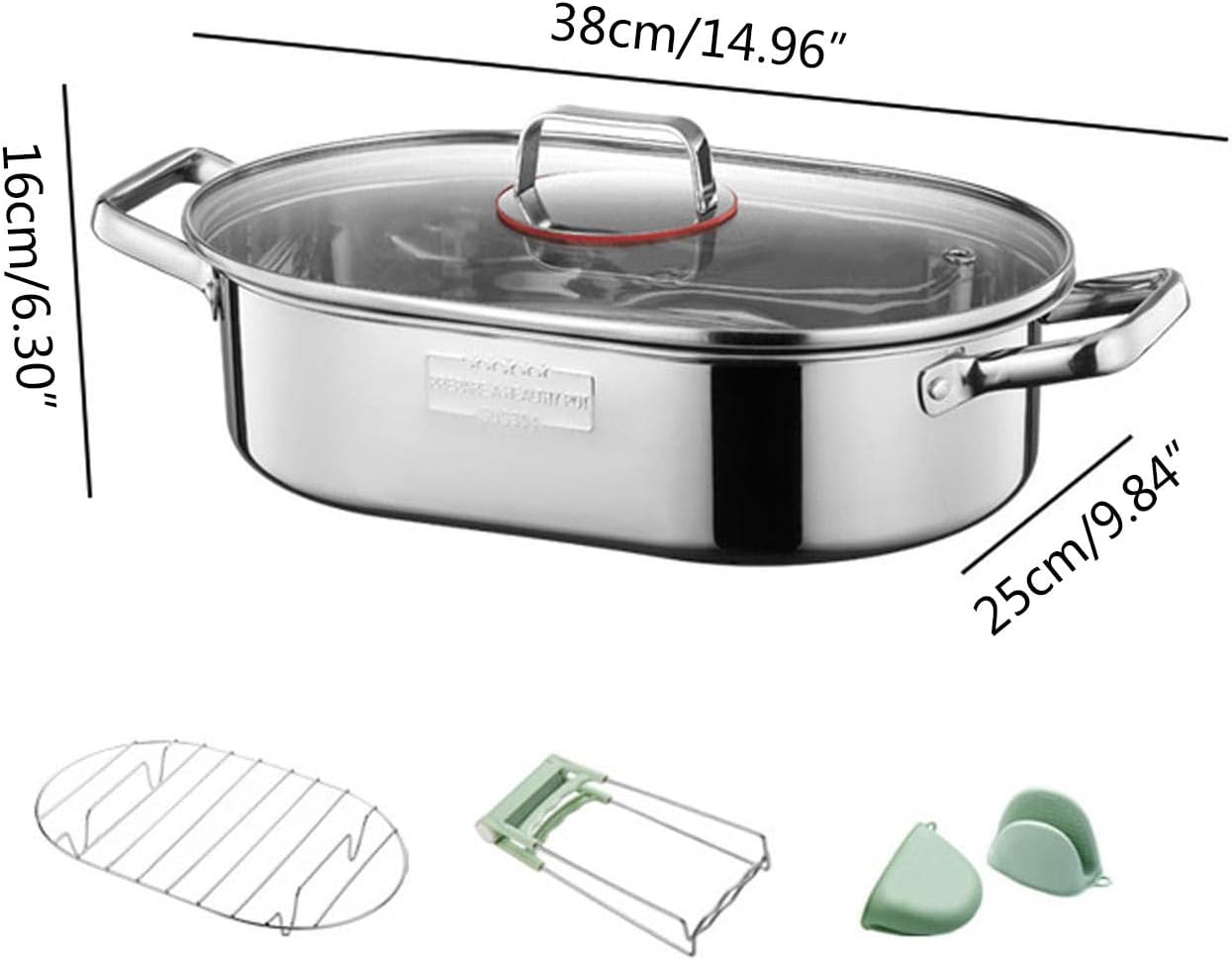 SHU GE 304 Stainless Steel Fish Steamer with Rack