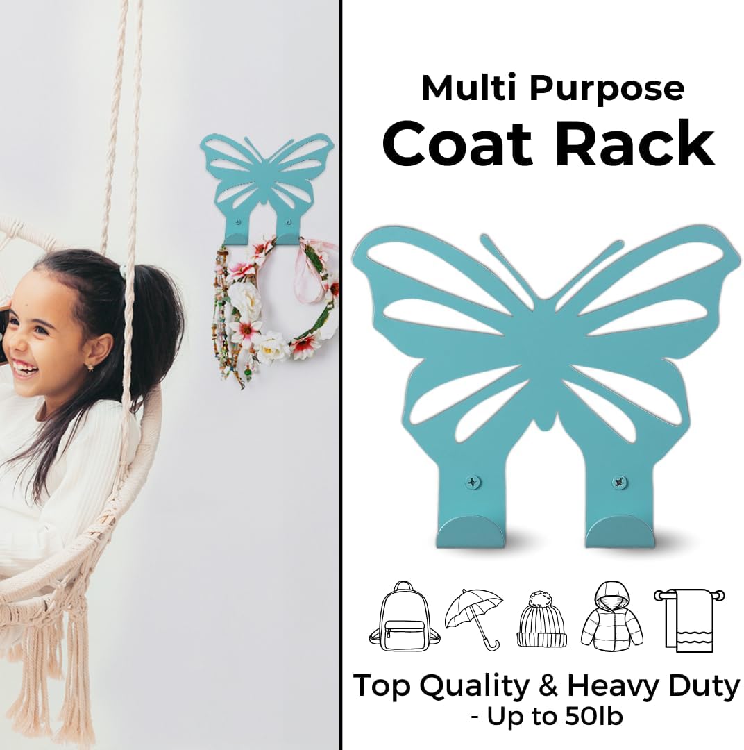 Light Blue Butterfly Wall Hook for Kids