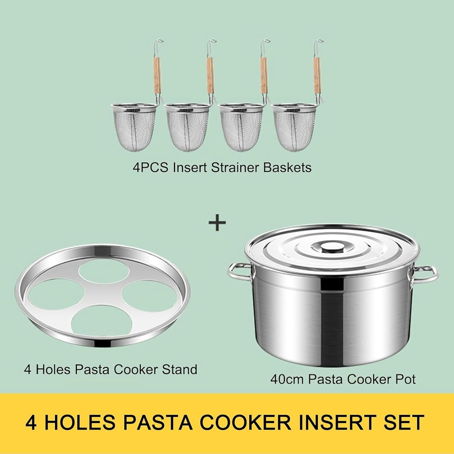 DAOUXIAOSP 45cm 4 Holes Pasta Pot with Strainer Basket 1