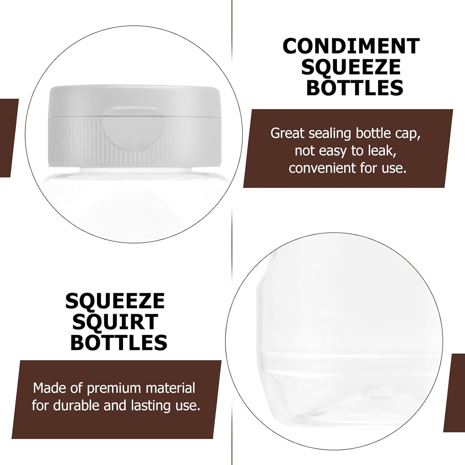 DOITOOL 4pcs Clear Plastic Squeeze Bottle with Cap Lids