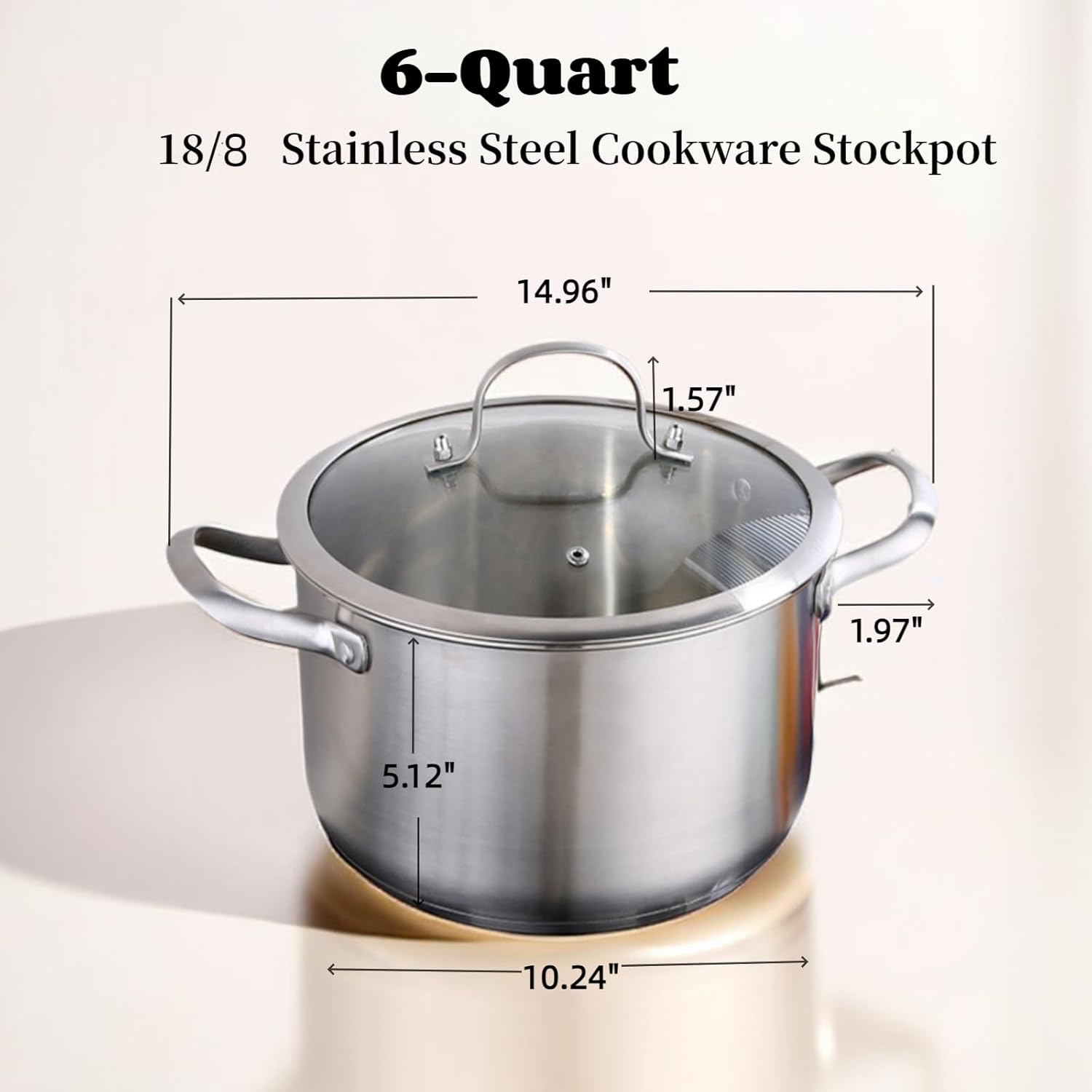 6-Quart Stainless Steel Stockpot with Tempered Glass Lid - Silver 1