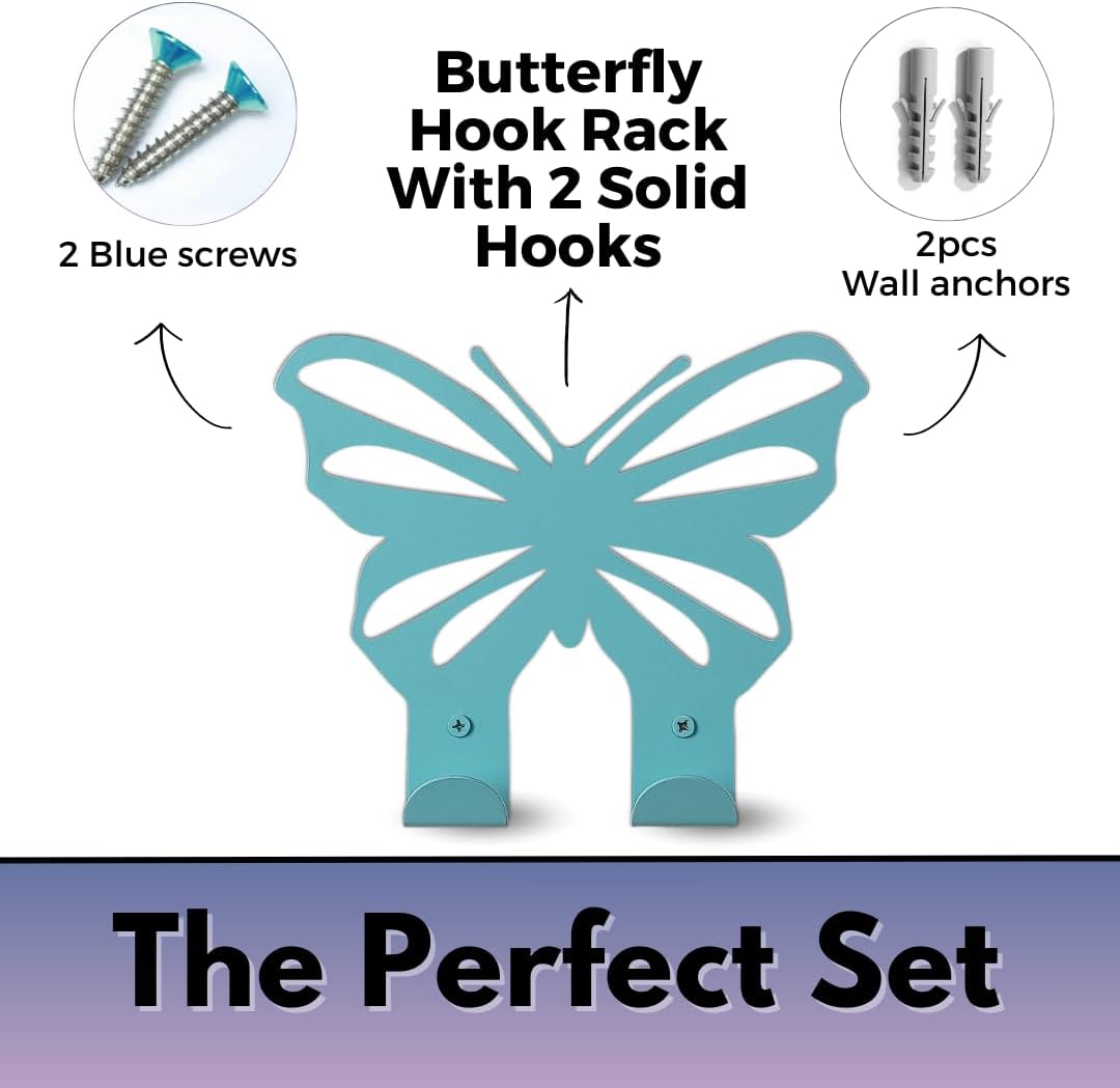 Light Blue Butterfly Wall Hook for Kids