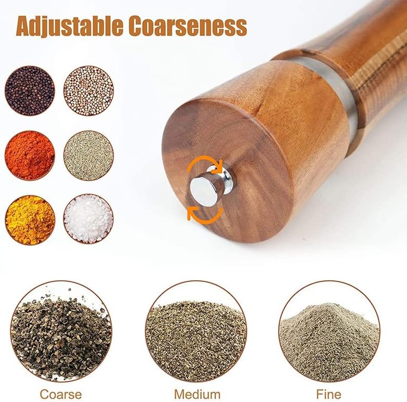 YVLVU 6810 Inch Wooden Pepper Grinder Set