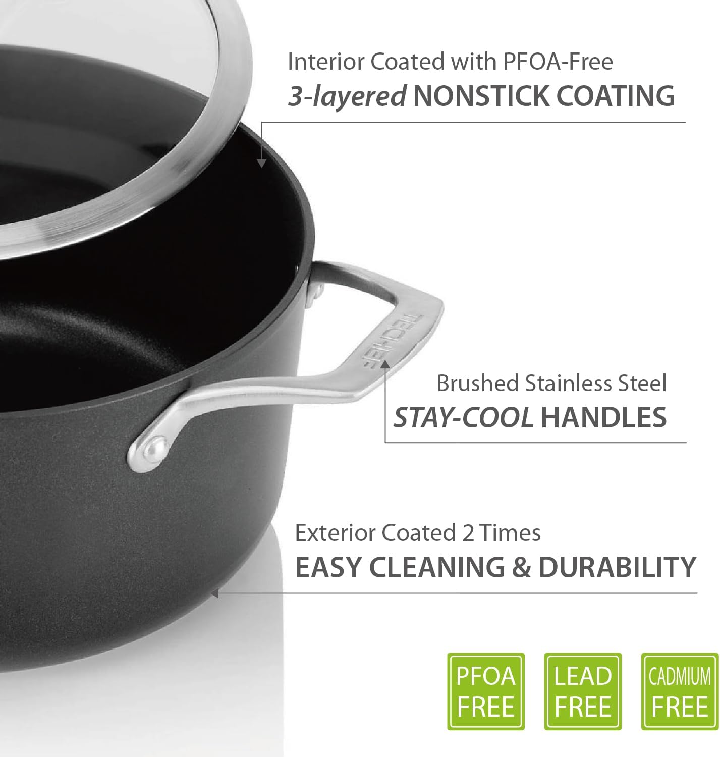 TECHEF Onyx 5-Quart Soup Pot with Glass Lid 1