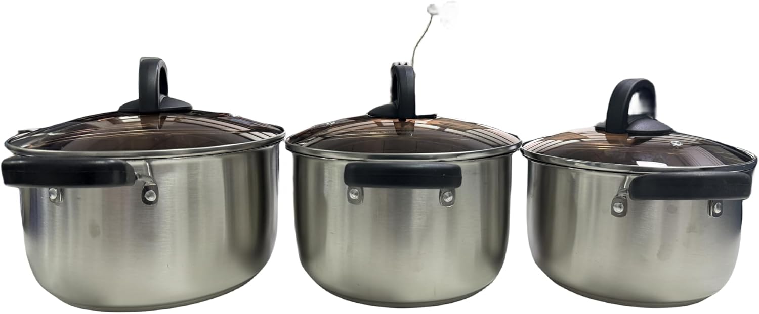 LadrfT Stock Pot with Lid and Handles Stainless Steel Classic Silver Medium