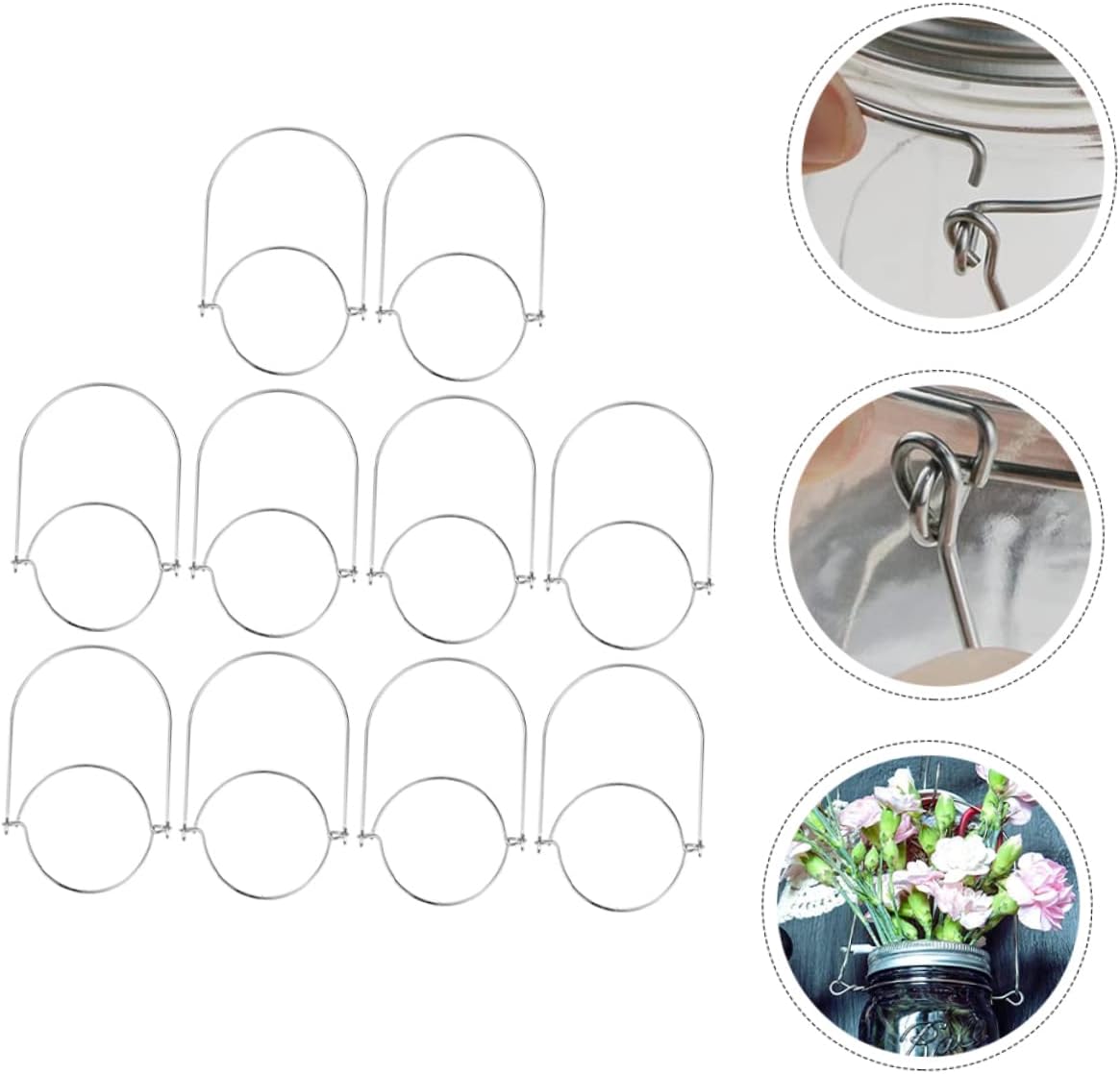 HOLIDYOYO 10pcs Stainless Steel Mason Jar Handles 1