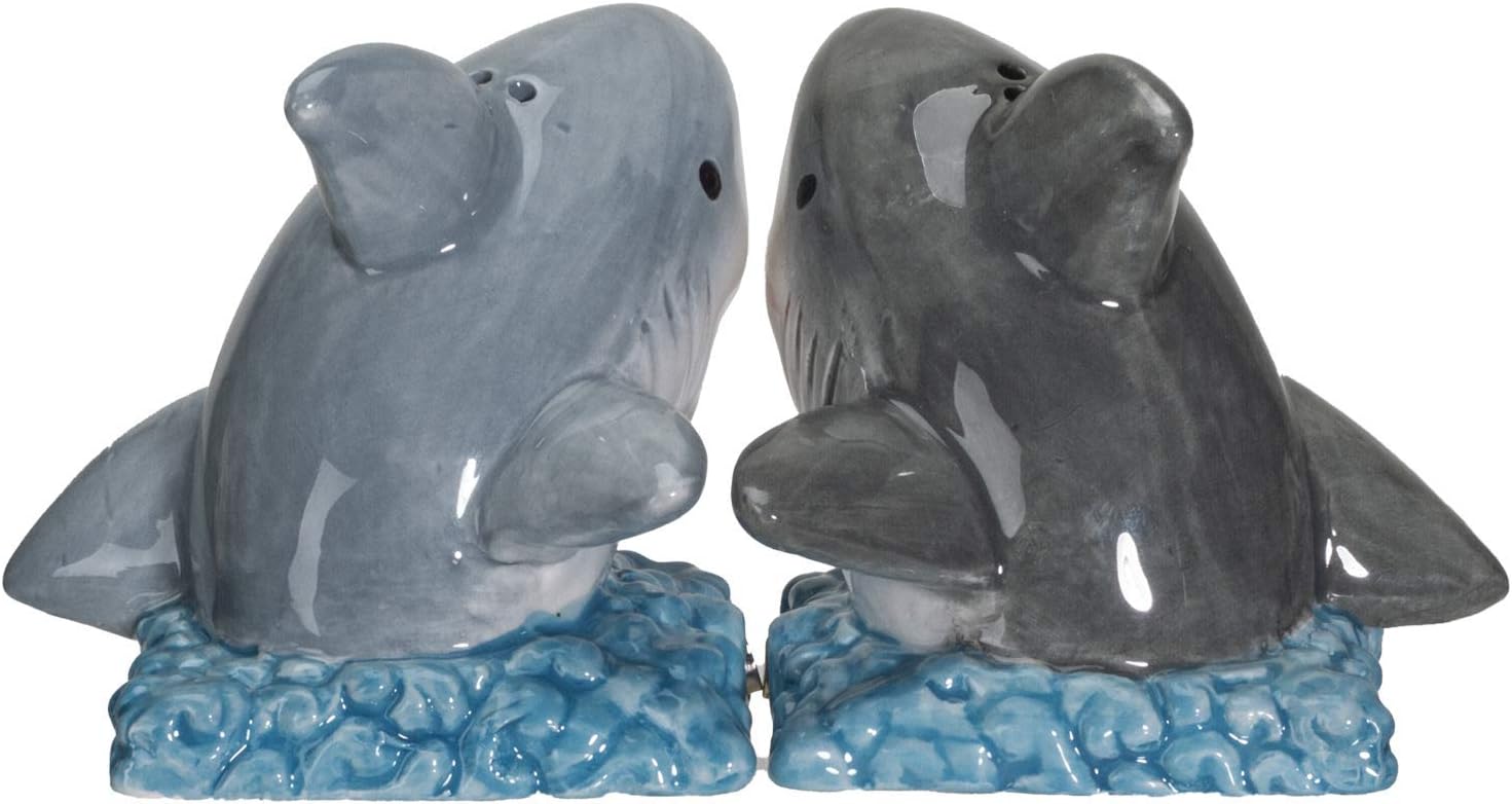 Pacific Giftware Sharks on The Sea Ceramic Salt Pepper Shakers Set 1