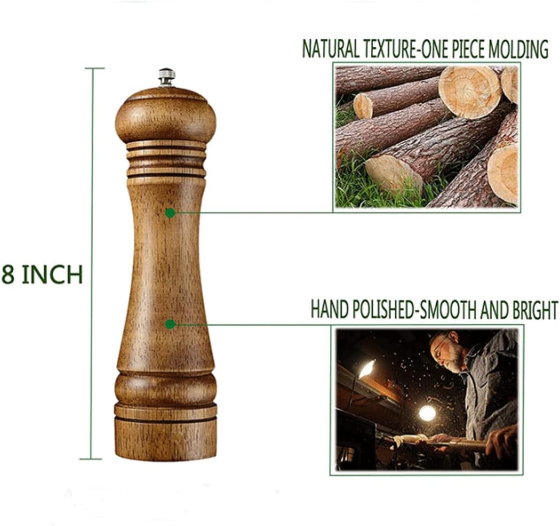 BINHAI Adjustable Pepper Mill Set 2 Piece 8 Inches