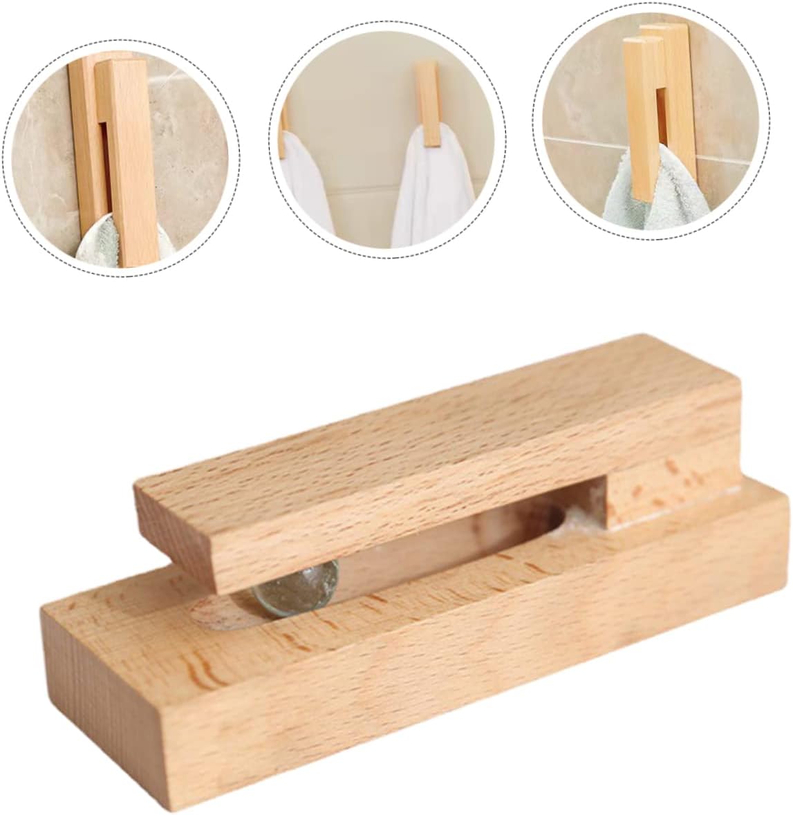 Alipis 2pcs Solid Wood Towel Hooks for Wall Mount