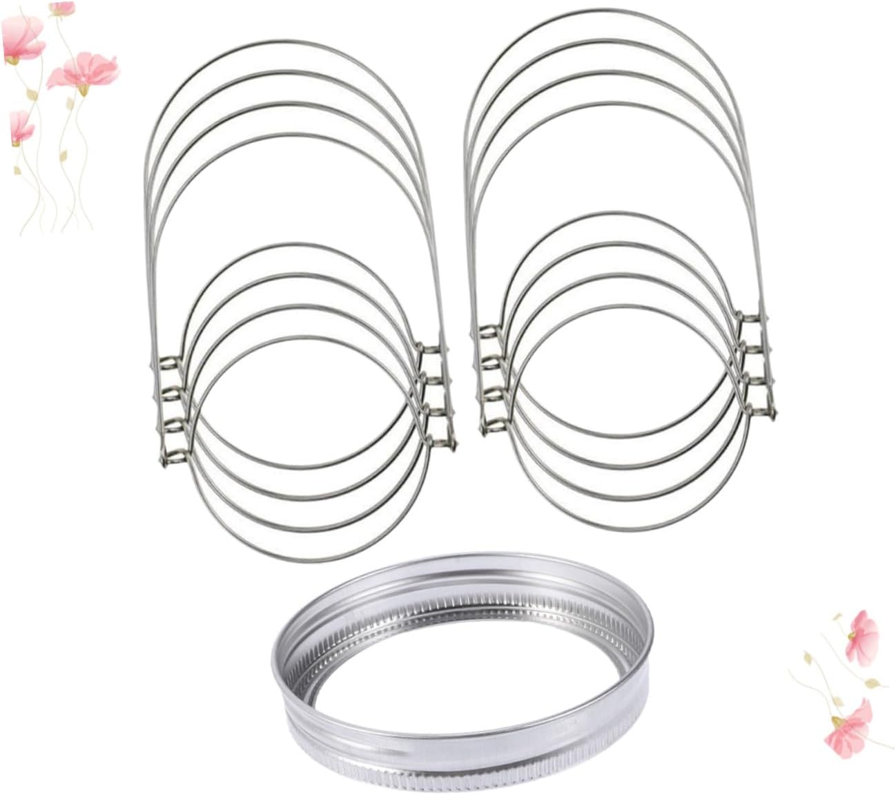 COLLBATH 24pcs Tinplate Mason Jar Lid Ring Set with Wire Handles