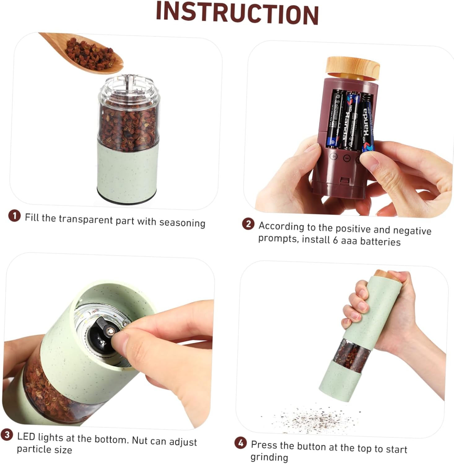 BESTOYARD Electric Salt and Pepper Grinder Set