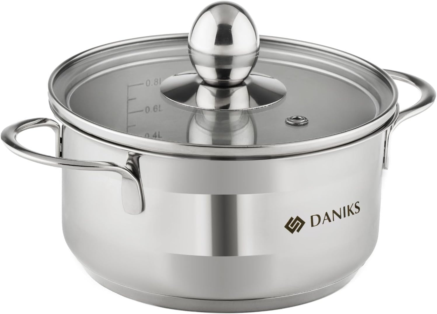 Daniks Mini 1 Quart Stainless Steel Sauce Pot with Glass Lid 1