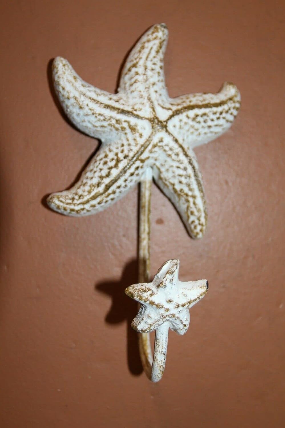 Coastal Farmhouse Bath Towel Hooks Set Distressed Cast Iron
