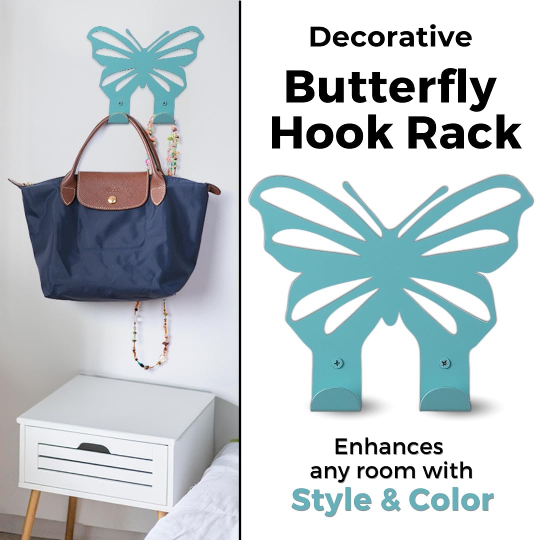 Light Blue Butterfly Wall Hook for Kids