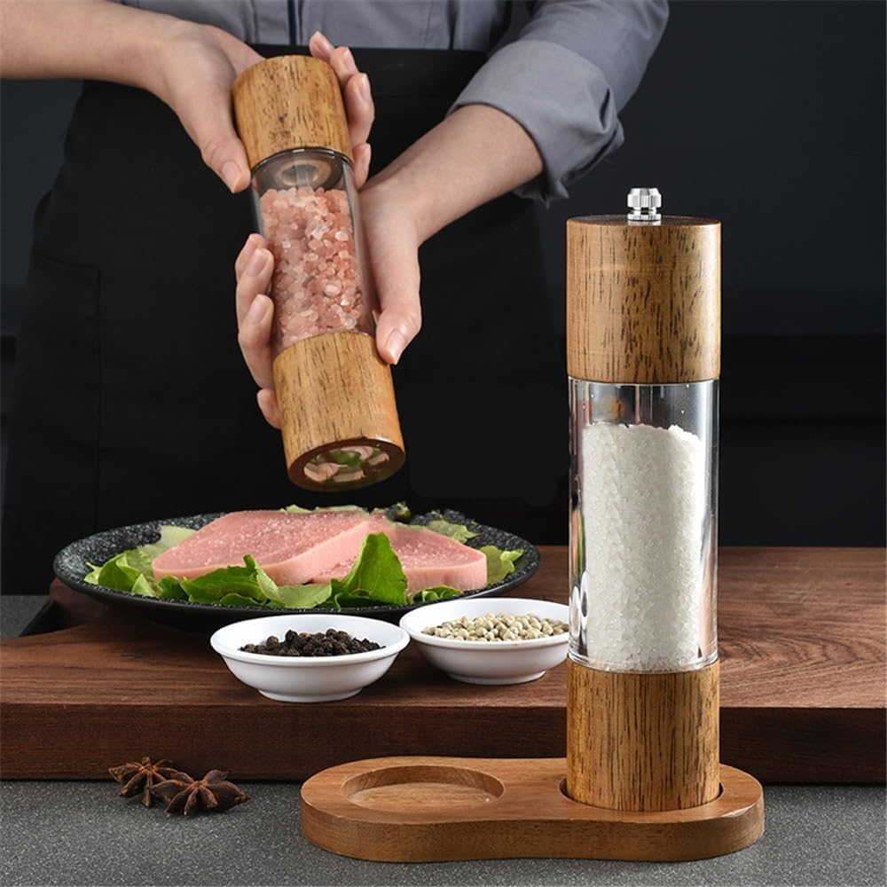 HXDMY Wooden Pepper Mill with Adjustable Ceramic Core