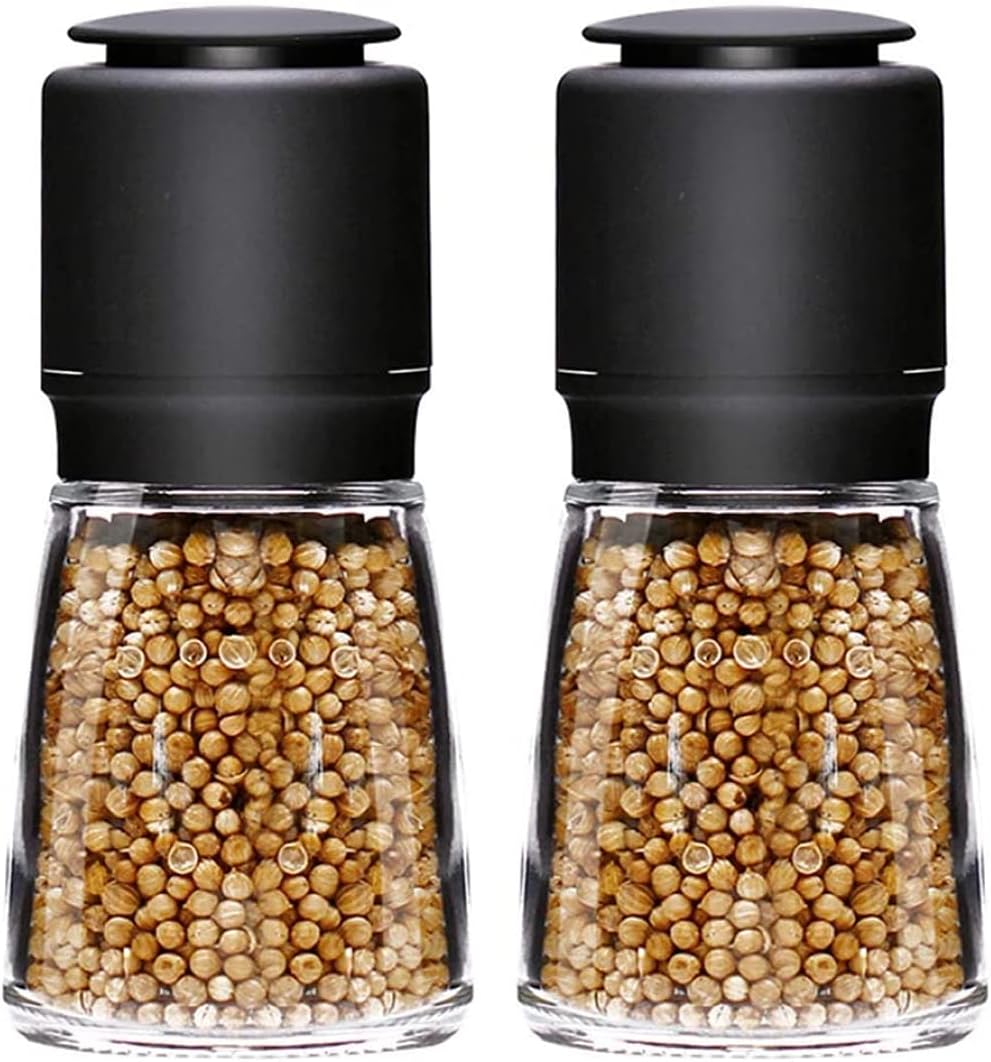 Adjustable Salt and Pepper Mill Set with Glass Bottle